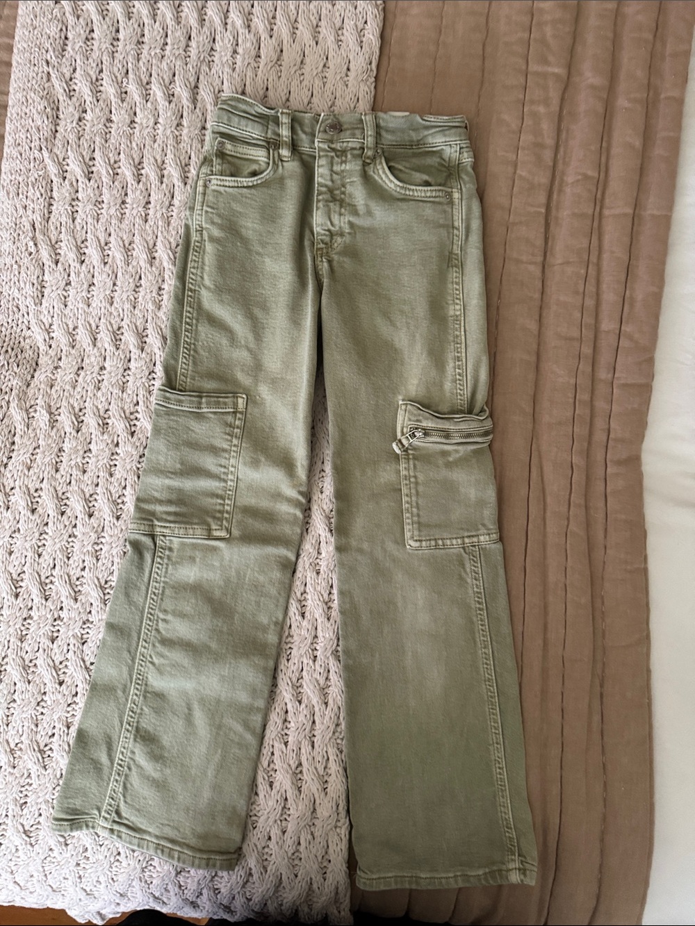 Zara Girls Olive Green Cargo Jeans